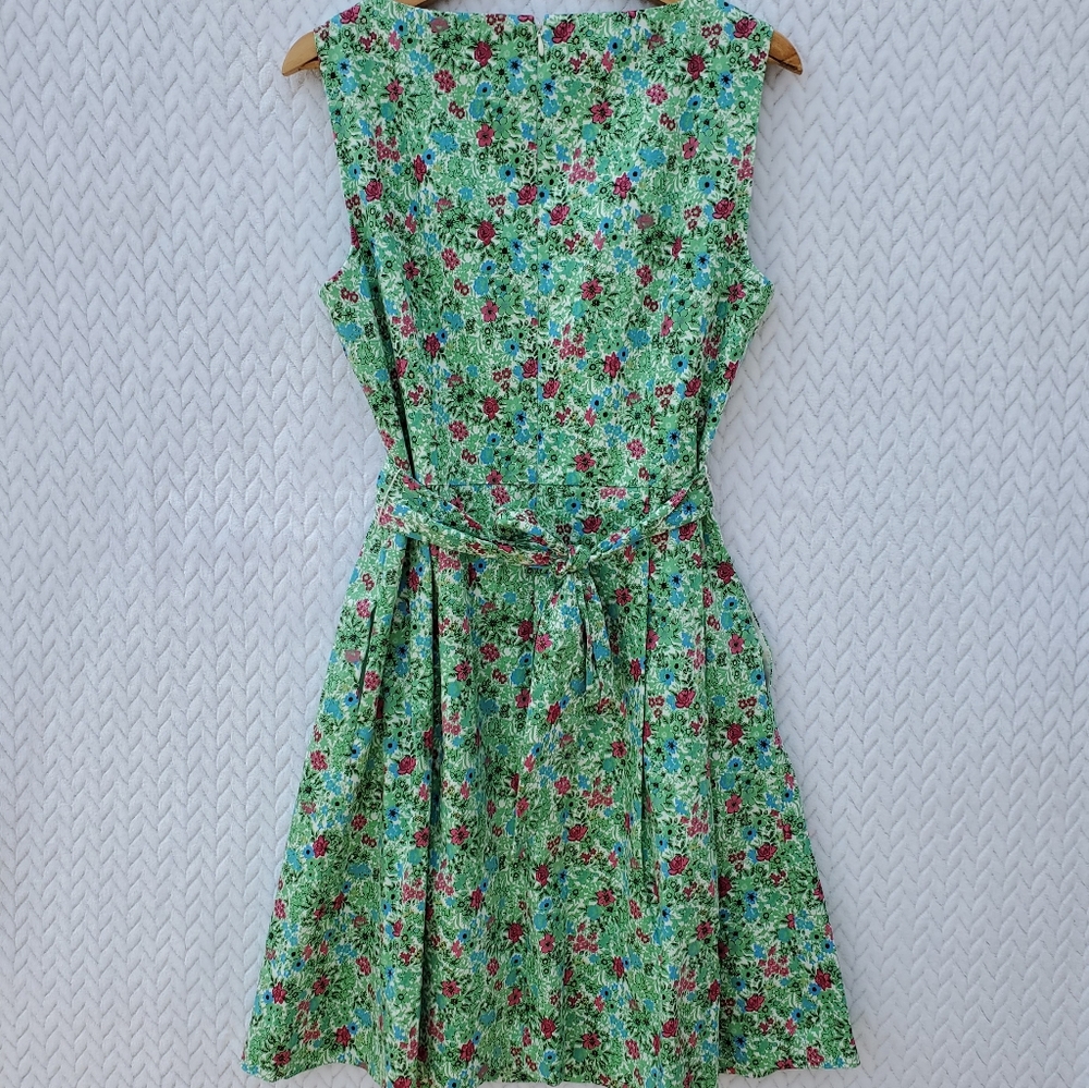 ANNE KLEIN Green Floral A-Line Fit & Flare Dress Size 10 - Picture 8 of 16